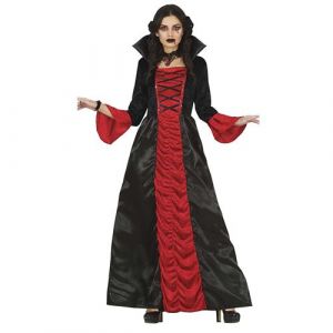 FIESTAS GUIRCA D&eacute;guisement Comtesse Vampiresse - Longue Robe Rouge et Noire El&eacute;gante pour Femme Adulte Taille M 38-40