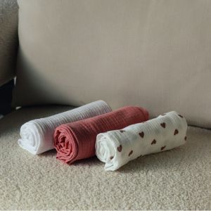 Monsieur B&eacute;b&eacute; Lot de 3 langes - 65 x 65 cm