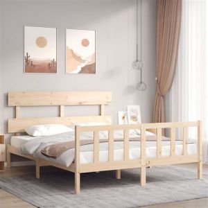 VidaXL Cadre de lit avec tête de lit 160x200 cm bois massif