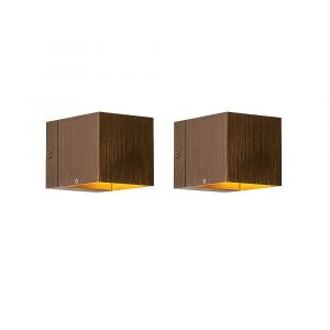Qazqa Ensemble de 2 appliques murales intelligentes bronze foncé 8 cm avec WiFi G9 - Transfer