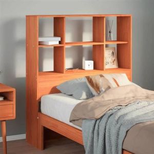 VidaXL T&ecirc;te de lit avec rangement cire marron 100cm bois massif de pin, t&ecirc;te de lit en bois, t&ecirc;te de lit avec rangement, 855671