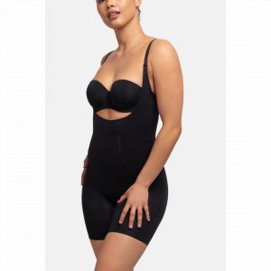 Combinaison gainante à poitrine ouvert beige noir