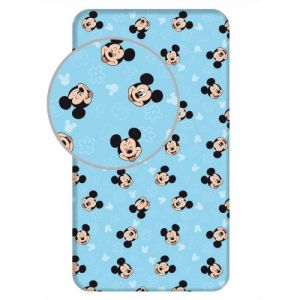Image de AC-D&eacute;co Disney - Drap housse en coton "Mickey" - Bleu - 90 x 200 cm
