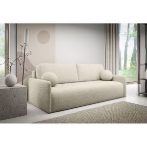 Canapé convertible 3 places en bouclette beige