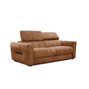 Canapé droit XXL 3 places tissu brique - CALVERA