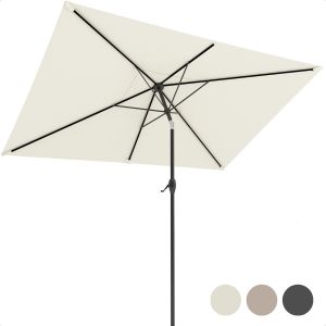 Parasol LifeGoods, 270x180cm, 30° inclinable, imperméable, avec housse, Crème