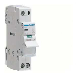 Hager Interrupteur sectionneur 1P 25A &agrave; voyant avec lampe LED t&eacute;moin SBB125