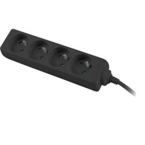 PremiumCord Multiprise 2m, 4 Prises, Rallonge 230V, 4 Prises Fran&ccedil;aises Tourn&eacute;es &agrave; 45&deg;, Multiprise de Qualit&eacute; avec S&eacute;curit&eacute; Enfant, Couleur Noir