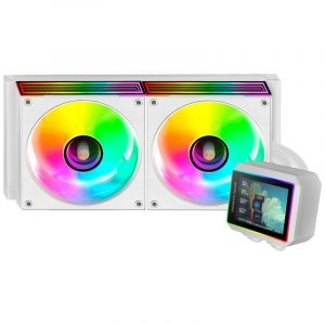 Mars Gaming Refroidissement liquide ML-Vision II 240 AIO, pompe TDP 500 W, 4e génération, 2 ventilateurs, blanc