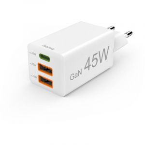 Hama Charg. Fast, gan, 1 usb-c pd, 2 usb-c pd, 2 usb-a qc, mini-chargeur, 45 w, Blanc