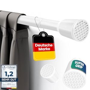 LOBUX - Tringle à rideau sans perçage [blanc, 110-250cm] - tringle télescopique extension de rideau - tringle de douche sans perçage - tringle à rideau, tringle de douche, tringle à linge, tringle de serrage filet de chat