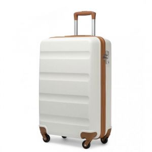 Valise Cabine 55x38x20cm ABS Bagage Valise Rigide Légere à 4 roulettes Valise de Voyage + Sac Cabine Ryanair 40x20x25cm, Blanc Crème