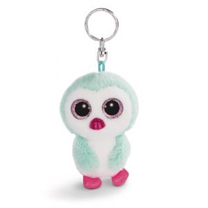 Nici 45548 Schlüsselanhänger Pinguin Porte-clés GLUBSCHIS Pingouin Yoniko 9cm, avec des Grands Yeux Scintillants, Imprimé Animal, Turquoise/Blanc, Taille Unique