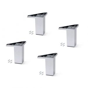 Image de Emuca Lot de 4 pieds pour meuble Alumix 1, hauteur 100mm, Plastique, chromé
