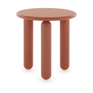 Kartell Table d'appoint ronde en bois de hêtre laqué orange 48cm Undique Mas