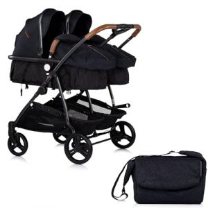 DUO SMART Poussette jumeaux ou enfants rapproch&eacute;s largeur 79 cm Noir sans cosy