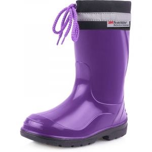 Ladeheid Bottes de Pluie Mixte Enfant Bottes en Caoutchouc Resistantes &agrave; l'eau pour Fille et Gar&ccedil;on Chaussures Imperm&eacute;ables LA-972 (Violet/Noir, 30
