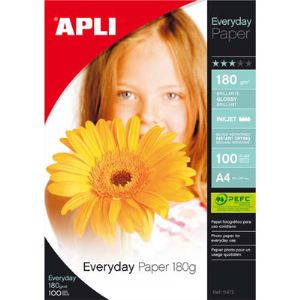 Image de APLI 11475 - 100 feuilles papier photo brillant Everyday 180g (A4)