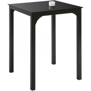 Image de Sobuy OGT38-K-SCH Table à Manger Carrée Noir Plateau en Verre Forme Carrée Pieds en Acier Robuste