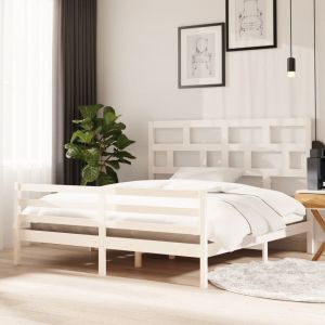 VidaXL Cadre de Lit Bois Massif Blanc 180x200 cm Super King - Blanc