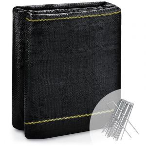 Paillage pour plante 1m x 10m 70g/m²,toile de Paillage anti-mauvaises herbes anti-UV avec 15 crampons inclus