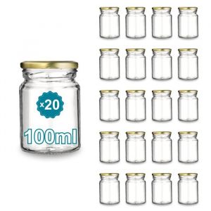 20 Pots à Confiture en Verre Vides 100ml- Bocaux en verre Petit Pots Bocaux pour Conserves et Confitures Pot a Miel en Verre