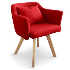 LesTendances Fauteuil Scandinave en Tissu "Delante" 67cm Rouge