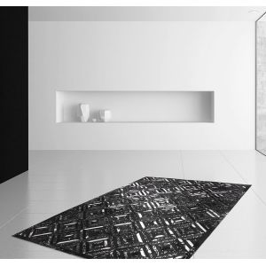 Prix Tapis En Cuir Fait Main spark Noir & Argent 120 X 170 Cm