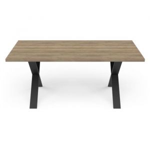 Demeyere Table - STOUT - Rectangulaire - Décor mélamine halifax - Pied en X noir mat - 6 places - 180 x 90 cm