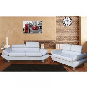M&S Ensemble canapé 3 places + 2 places en PU blanc - ISALYS