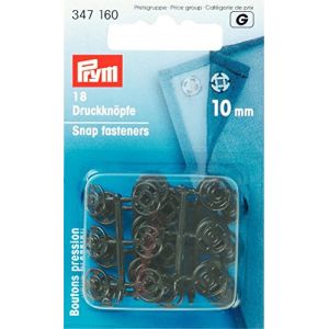 Prym 347160 Boutons Snap, Plastic, Noir, 10 mm, Schwarz, 18 Stück