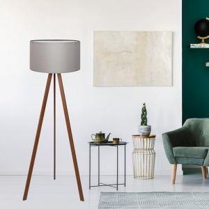 Lampadaire Newport hauteur 140 cm E27 effet bois gris
