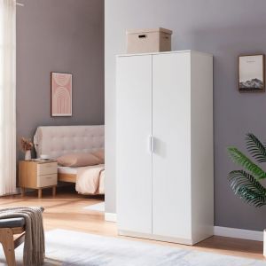 Armoire de chambre Eiselfing avec 1 compartiment 176 x 80 x 52 cm blanc [en.casa]