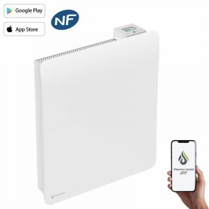 Radiateur &eacute;lectrique connect&eacute; 1000W double syst&egrave;me de chauffe horizontal Blanc Cira