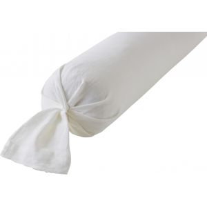 Image de Anne de Sol&egrave;ne Taie de traversin en lin lav&eacute; Lina Blanc Blanc