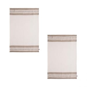 Image de Coucke Lot de 2 torchons unis en lin, Albatre, beige