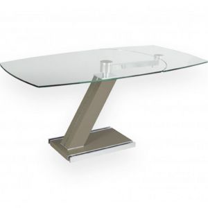 Inside75 Table de repas extensible ZEBRA SHADOW plateau en verre Piétement TAUPE - taupe