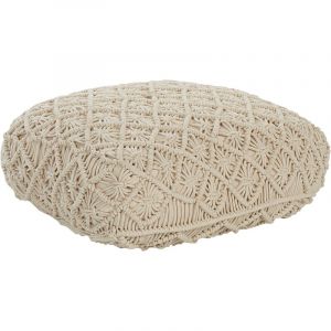 Beliani Pouf en coton beige 50 x 50 x 20 cm BERRECHID