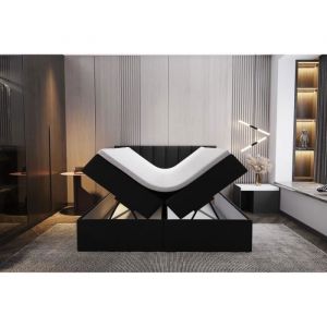 Image de Ensemble sommier et matelas en velours noir 200x200