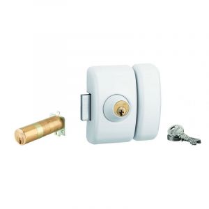 THIRARD Verrou universel double cylindre languette HG5 + 3 clés - Blanc - 00080476