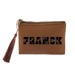 Porte monnaie et cles marron prenom police 32 football Neuf