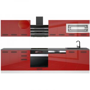 Cuisine Equipee Complete - 300 cm Lucy Muebles de Cuisine Complète Cuisine Complete sans Plan de Travail Rangement Cuisine Buffet Cuisine Rouge Très