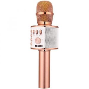 BONAOK Microphone sans Fil Karaoké, Microphone Bluetooth Lecteur Enregistreur Mini Karaoké Enfant Fête Familial pour Appareil Intelligent Android/iOS
