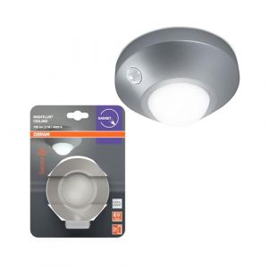 Osram NIGHTLUX,veilleuse argent, avec capteur de mouvement et de lumière, fonctionne sur batterie, IP20, 105 lm, 4000K, facile à installer et boîtier robuste.