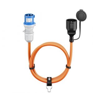 Goobay Câble Adaptateur CEE pour Caravane, 1,5 m, Prise CEE vers Prise avec Contact de Protection, Utilisation en extérieur avec IP44, 76223