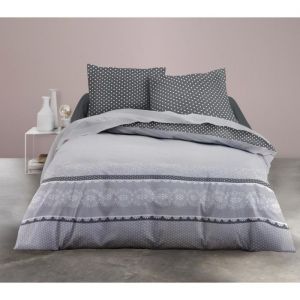 Today Parure de couette Sunshine #1.57 - 100% Coton - 220 x 240 cm - Gris clair et fonc&eacute;
