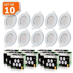 Lampesecoenergie LOT DE 10 SPOT LED COMPLETE RONDE FIXE eq. 50W BLANC CHAUD