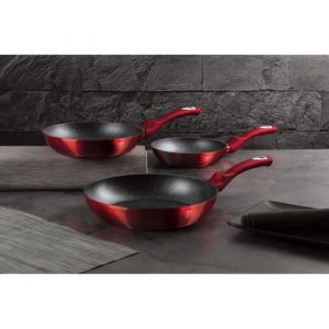 BerlingerHaus - Ensemble de casseroles avec une surface en marbre 3 pièces rouge