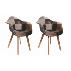 Lot de 2 Fauteuils Simili L 62 x P 84 x H 59 cm PATCHWORK