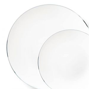 DECORLINE 32 Assiettes Classic Collection Blanc Argent